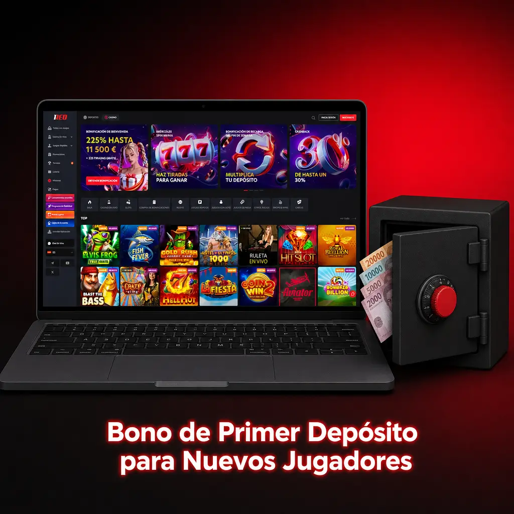 Bono de bienvenida 1Red: 100% hasta 10.000 CLP en el primer depósito más 100 giros gratis para tragamonedas seleccionadas.