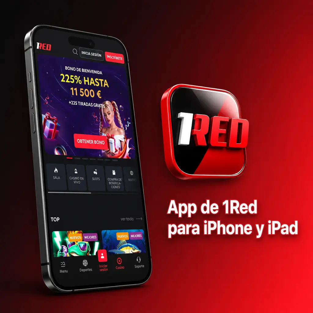 App de 1Red para iPhone y iPad: apuestas deportivas, casino en vivo y tragamonedas con bonos para Chile