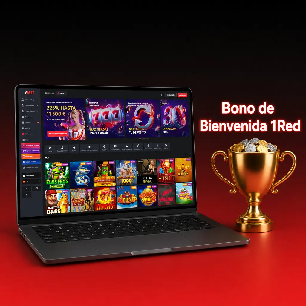 Bono de Bienvenida 1Red: hasta 100% en tragamonedas, apuestas deportivas o casino en vivo según el depósito elegido
