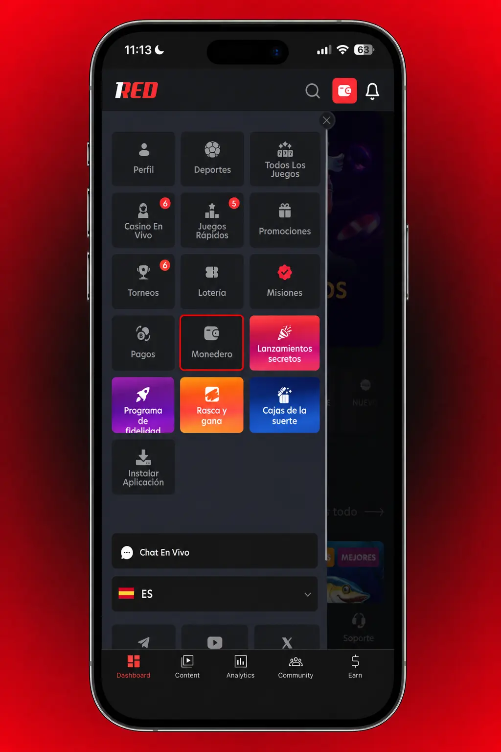 Pasos para depositar en CLP desde la app de 1Red usando tarjetas, billeteras digitales o criptomonedas.