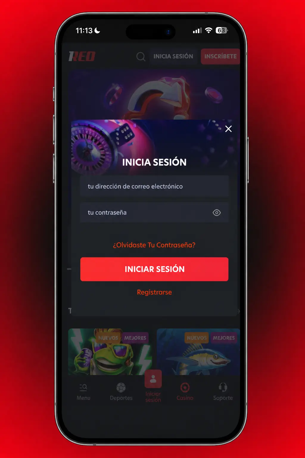 Pasos para depositar en la app de 1Red desde Chile usando tarjetas, billeteras electrónicas o criptomonedas en CLP.