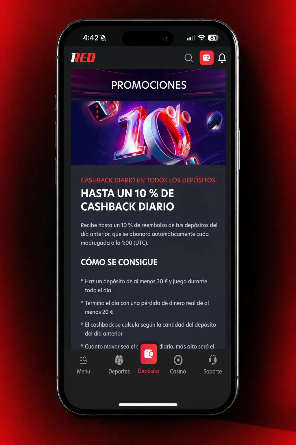 Pasos para reclamar un bono en 1Red Chile: registro, depósito, código promocional y activación en Mi Cuenta.