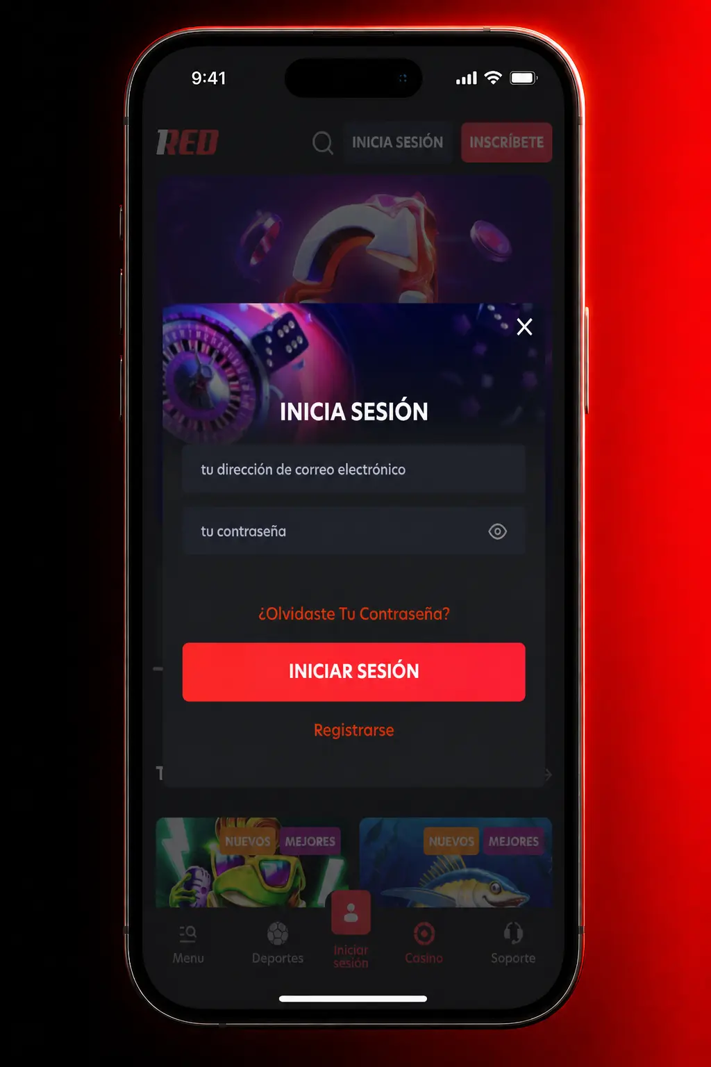 Pasos para retirar dinero desde la app de 1Red: selecciona método de pago, ingresa el monto y confirma con PIN o huella.