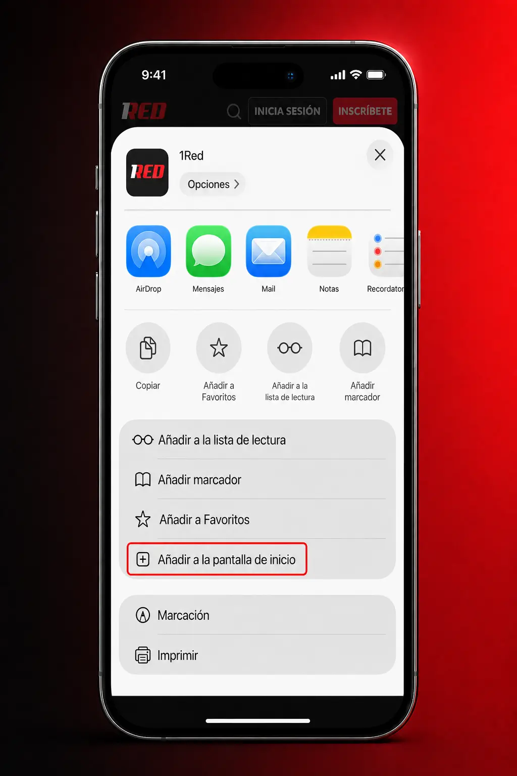 Guía en 5 pasos para descargar e instalar la app de 1Red en iPhone o iPad desde iOS.