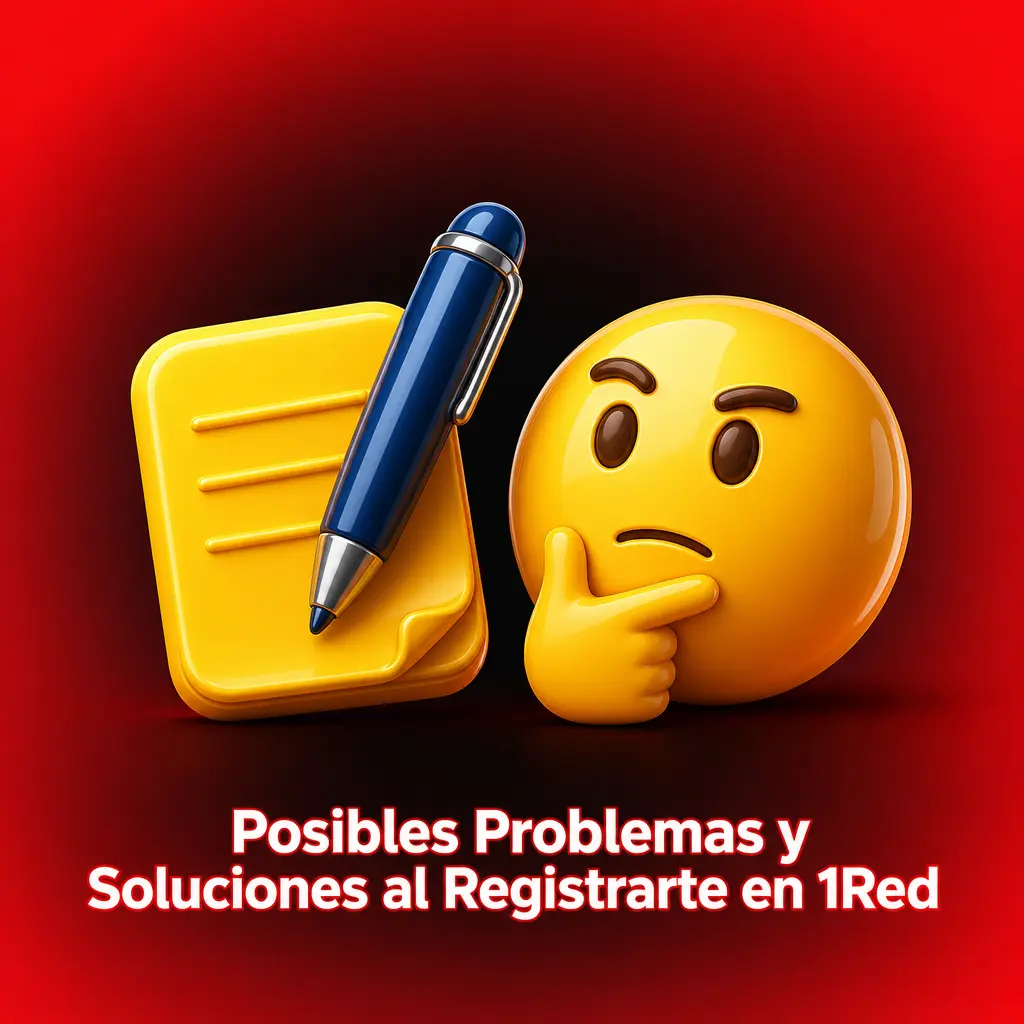 Tabla con problemas comunes al registrarse en 1Red y sus soluciones, como contraseña, SMS y verificación de documentos.