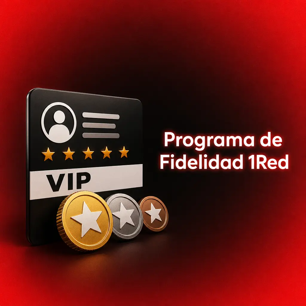 Programa de Fidelidad 1Red: club con puntos por apuestas, niveles Bronce a Diamante y cashback semanal hasta 15%.