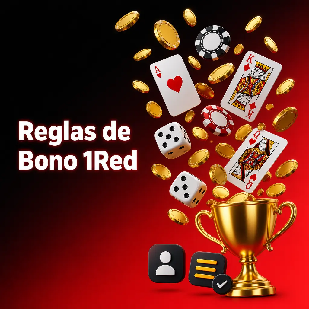 Reglas del bono de bienvenida, recarga y cashback en 1Red: requisitos, rollover, límites de apuesta y condiciones de retiro.